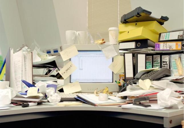 Picture of a messy desk